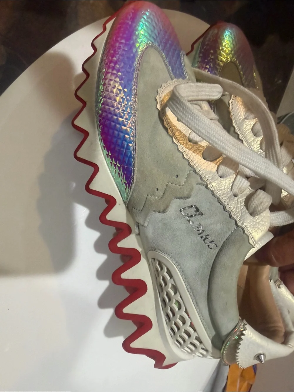 Christian Louboutin Cream and Beige Low-Top Sneaker - Picture 6 of 9